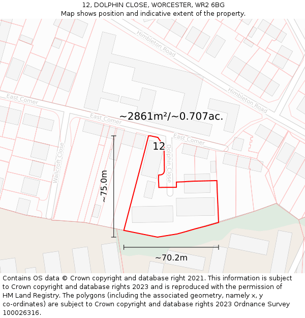12, DOLPHIN CLOSE, WORCESTER, WR2 6BG: Plot and title map