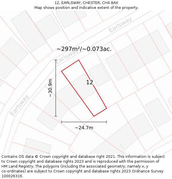 12, EARLSWAY, CHESTER, CH4 8AX: Plot and title map