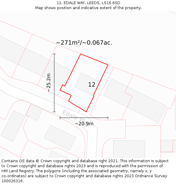 12, EDALE WAY, LEEDS, LS16 6SD: Plot and title map