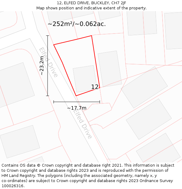 12, ELFED DRIVE, BUCKLEY, CH7 2JF: Plot and title map