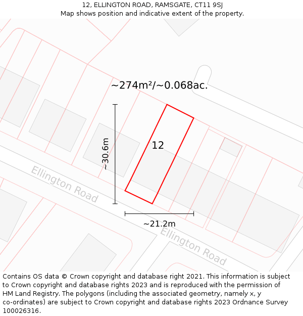 12, ELLINGTON ROAD, RAMSGATE, CT11 9SJ: Plot and title map