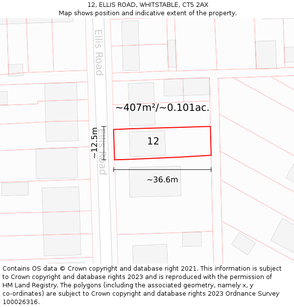 12, ELLIS ROAD, WHITSTABLE, CT5 2AX: Plot and title map