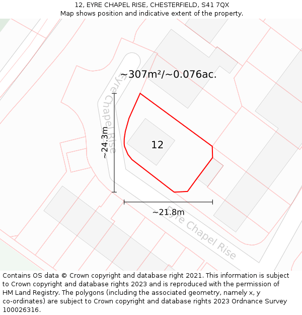12, EYRE CHAPEL RISE, CHESTERFIELD, S41 7QX: Plot and title map