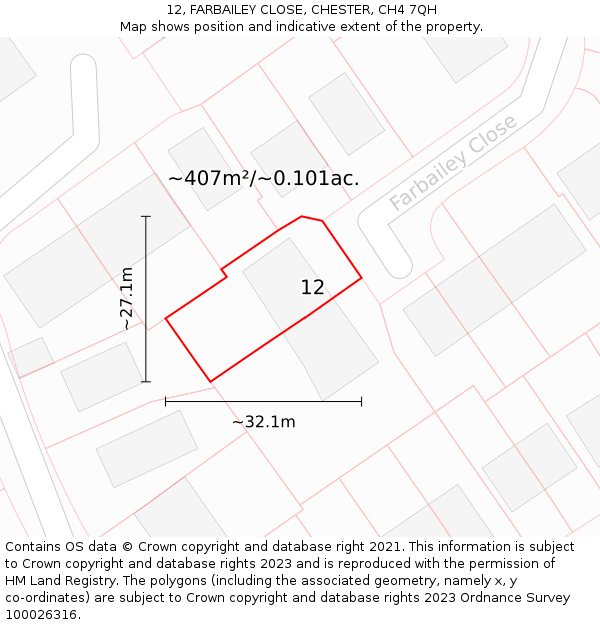 12, FARBAILEY CLOSE, CHESTER, CH4 7QH: Plot and title map