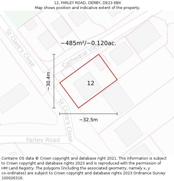 12, FARLEY ROAD, DERBY, DE23 6BX: Plot and title map