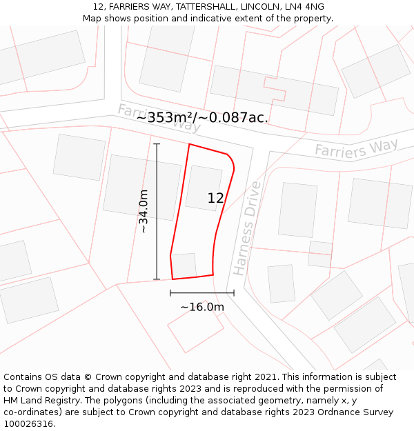 12, FARRIERS WAY, TATTERSHALL, LINCOLN, LN4 4NG: Plot and title map