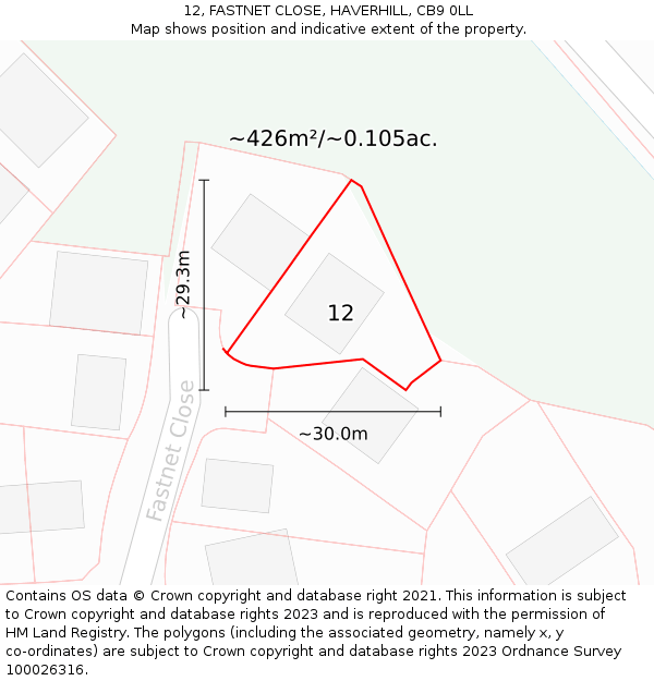 12, FASTNET CLOSE, HAVERHILL, CB9 0LL: Plot and title map