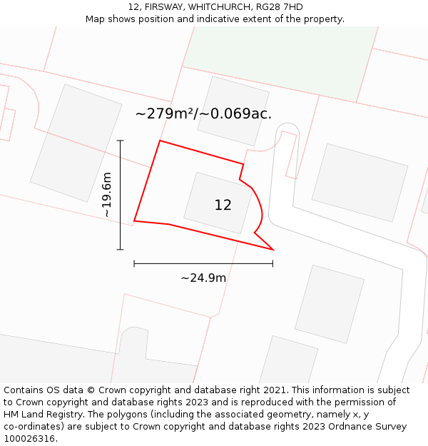 12, FIRSWAY, WHITCHURCH, RG28 7HD: Plot and title map
