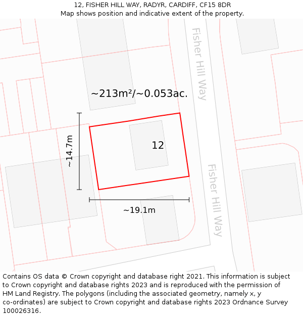 12, FISHER HILL WAY, RADYR, CARDIFF, CF15 8DR: Plot and title map
