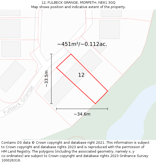 12, FULBECK GRANGE, MORPETH, NE61 3GQ: Plot and title map
