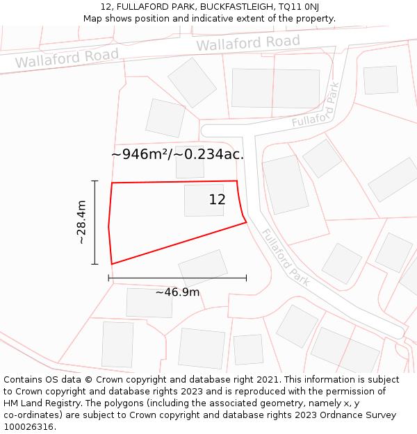 12, FULLAFORD PARK, BUCKFASTLEIGH, TQ11 0NJ: Plot and title map