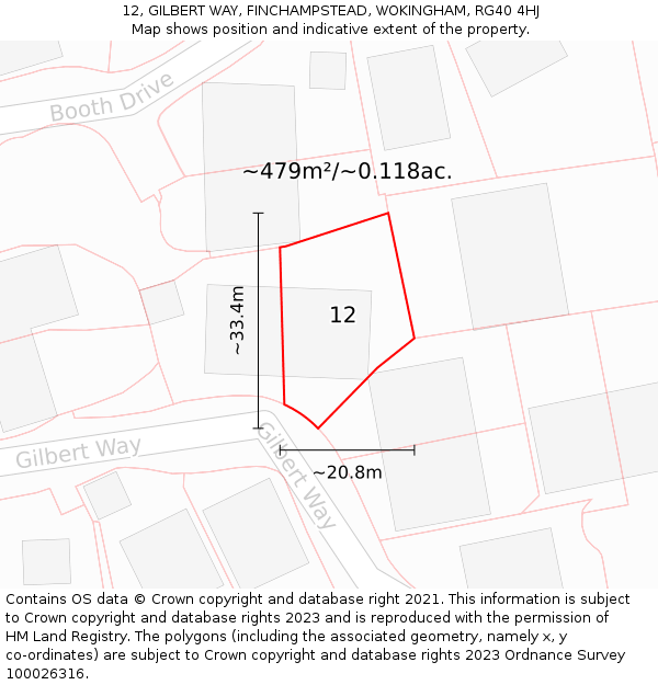 12, GILBERT WAY, FINCHAMPSTEAD, WOKINGHAM, RG40 4HJ: Plot and title map