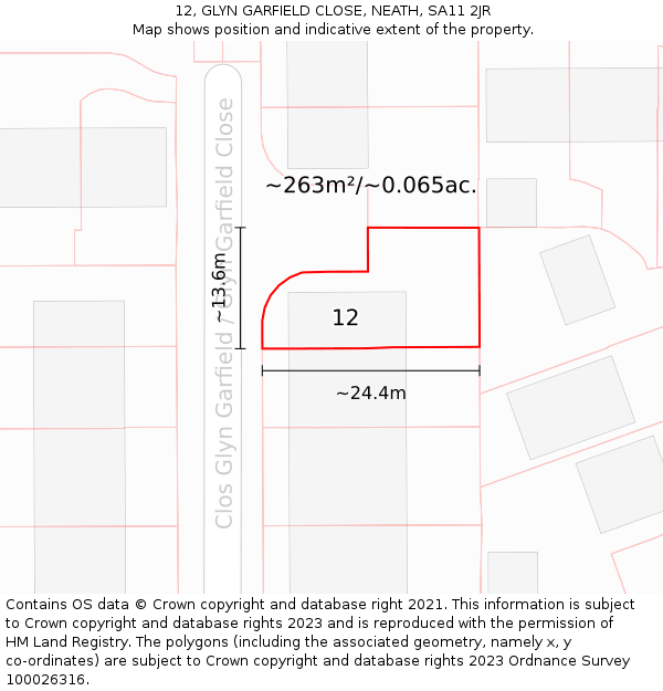 12, GLYN GARFIELD CLOSE, NEATH, SA11 2JR: Plot and title map