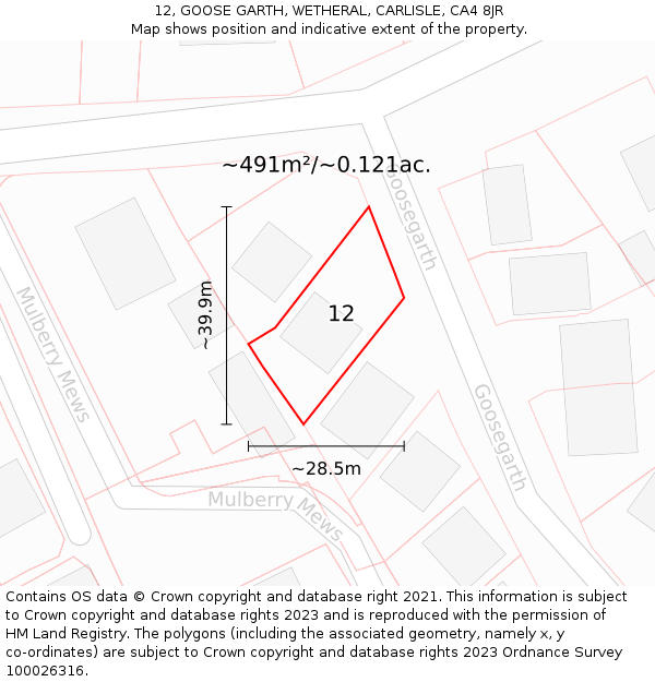 12, GOOSE GARTH, WETHERAL, CARLISLE, CA4 8JR: Plot and title map