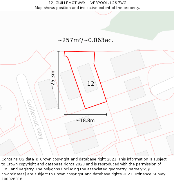12, GUILLEMOT WAY, LIVERPOOL, L26 7WG: Plot and title map