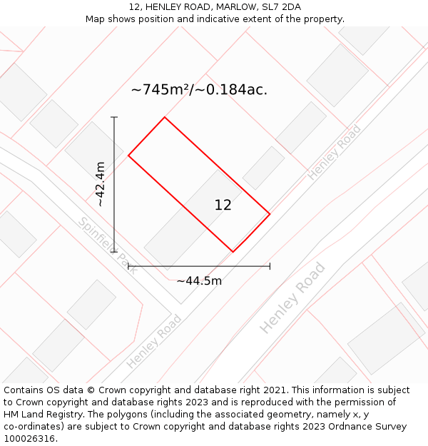 12, HENLEY ROAD, MARLOW, SL7 2DA: Plot and title map