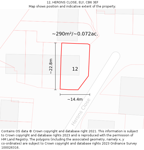 12, HERONS CLOSE, ELY, CB6 3EF: Plot and title map