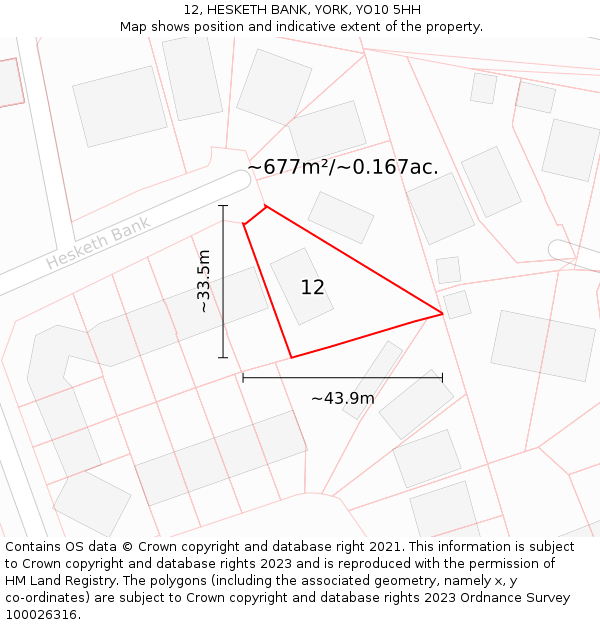 12, HESKETH BANK, YORK, YO10 5HH: Plot and title map