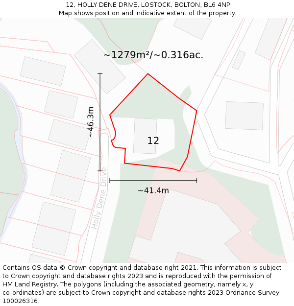 12, HOLLY DENE DRIVE, LOSTOCK, BOLTON, BL6 4NP: Plot and title map