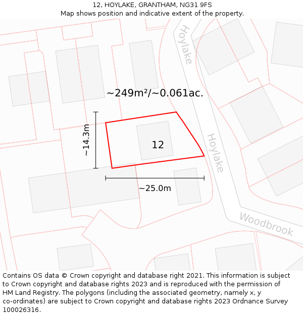 12, HOYLAKE, GRANTHAM, NG31 9FS: Plot and title map