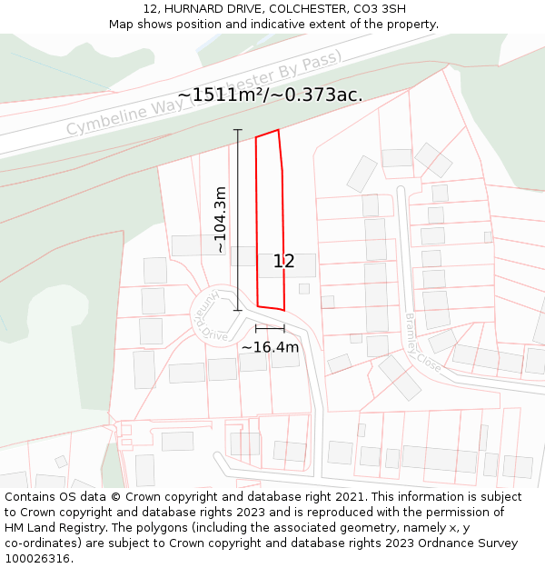 12, HURNARD DRIVE, COLCHESTER, CO3 3SH: Plot and title map