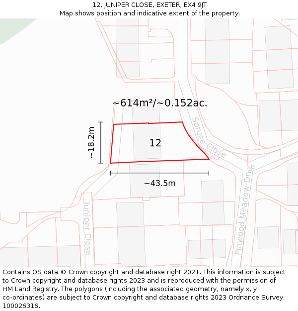 12, JUNIPER CLOSE, EXETER, EX4 9JT: Plot and title map