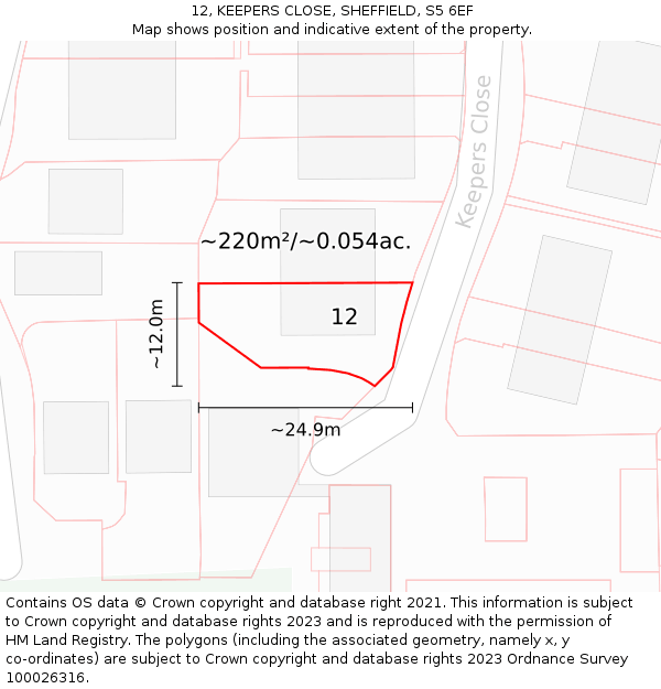 12, KEEPERS CLOSE, SHEFFIELD, S5 6EF: Plot and title map