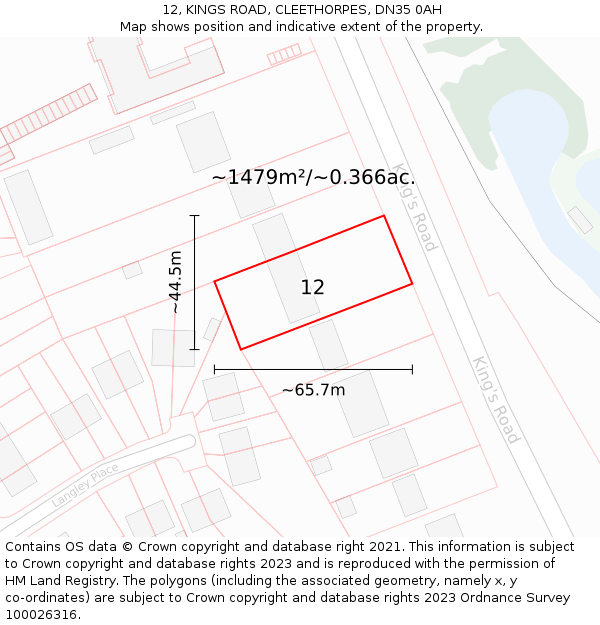 12, KINGS ROAD, CLEETHORPES, DN35 0AH: Plot and title map