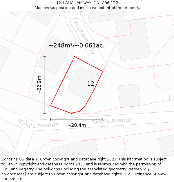 12, LANGHAM WAY, ELY, CB6 1DZ: Plot and title map