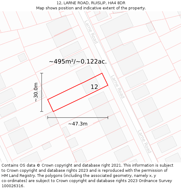 12, LARNE ROAD, RUISLIP, HA4 8DR: Plot and title map