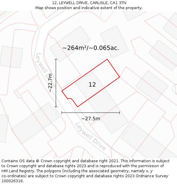 12, LEYWELL DRIVE, CARLISLE, CA1 3TN: Plot and title map
