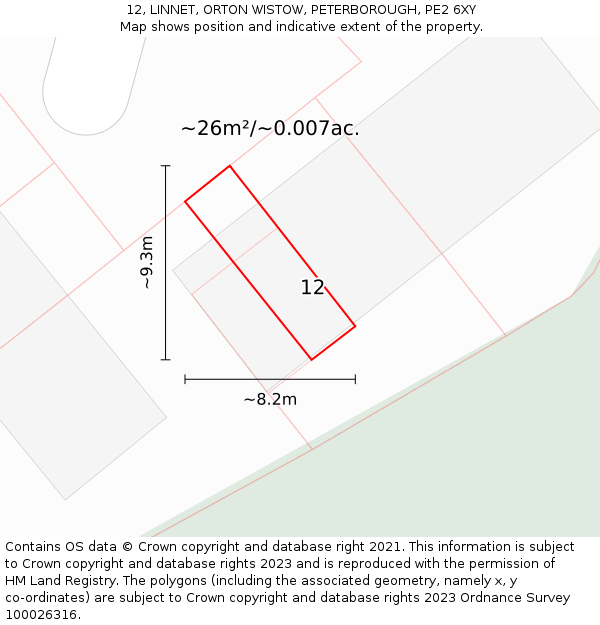 12, LINNET, ORTON WISTOW, PETERBOROUGH, PE2 6XY: Plot and title map