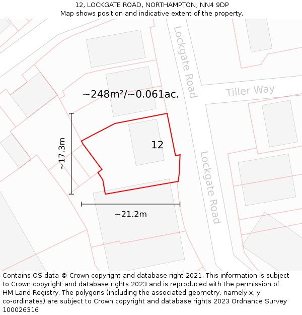 12, LOCKGATE ROAD, NORTHAMPTON, NN4 9DP: Plot and title map