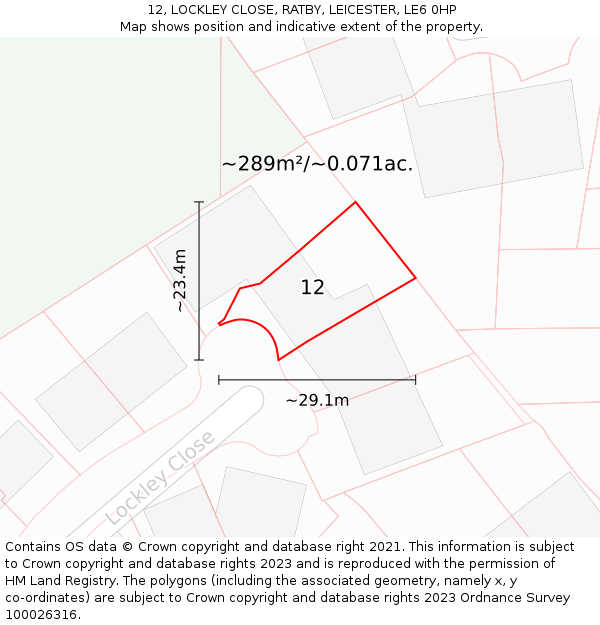 12, LOCKLEY CLOSE, RATBY, LEICESTER, LE6 0HP: Plot and title map