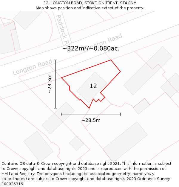 12, LONGTON ROAD, STOKE-ON-TRENT, ST4 8NA: Plot and title map