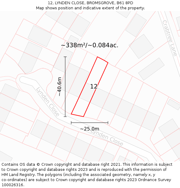 12, LYNDEN CLOSE, BROMSGROVE, B61 8PD: Plot and title map
