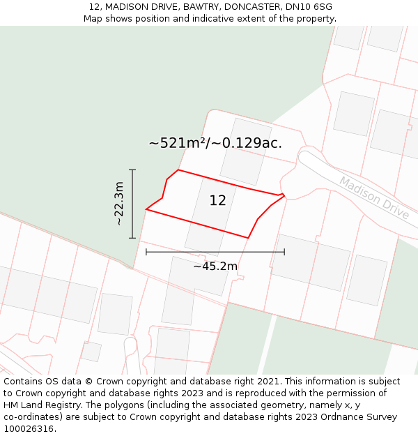 12, MADISON DRIVE, BAWTRY, DONCASTER, DN10 6SG: Plot and title map