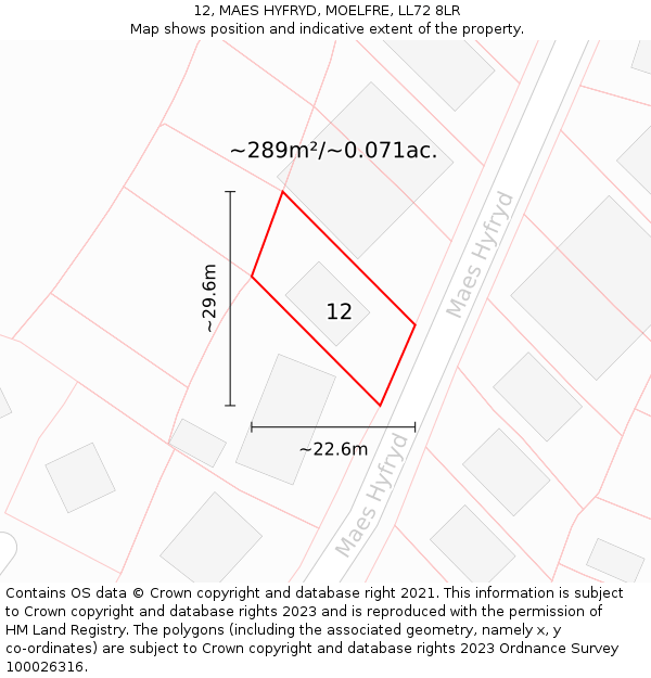 12, MAES HYFRYD, MOELFRE, LL72 8LR: Plot and title map