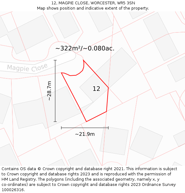 12, MAGPIE CLOSE, WORCESTER, WR5 3SN: Plot and title map