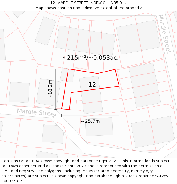 12, MARDLE STREET, NORWICH, NR5 9HU: Plot and title map