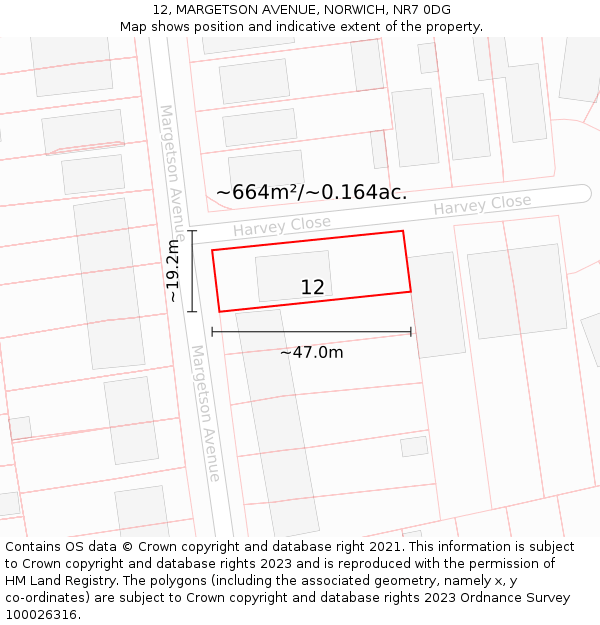 12, MARGETSON AVENUE, NORWICH, NR7 0DG: Plot and title map