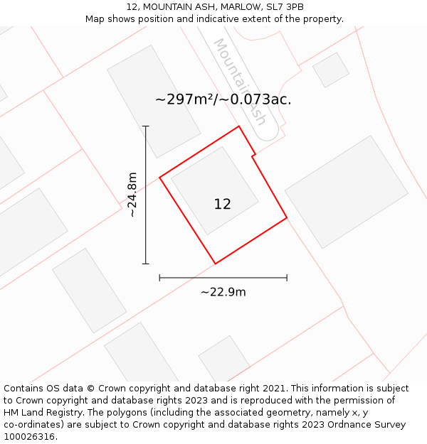 12, MOUNTAIN ASH, MARLOW, SL7 3PB: Plot and title map