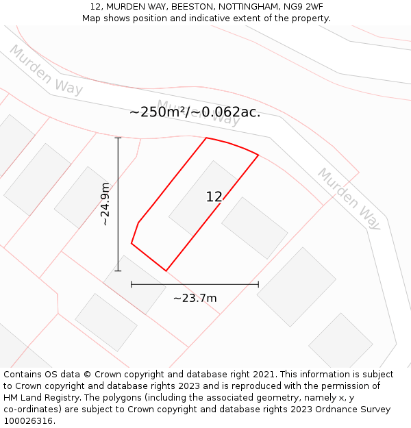 12, MURDEN WAY, BEESTON, NOTTINGHAM, NG9 2WF: Plot and title map