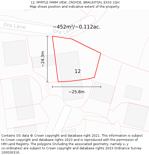 12, MYRTLE FARM VIEW, CROYDE, BRAUNTON, EX33 1QH: Plot and title map