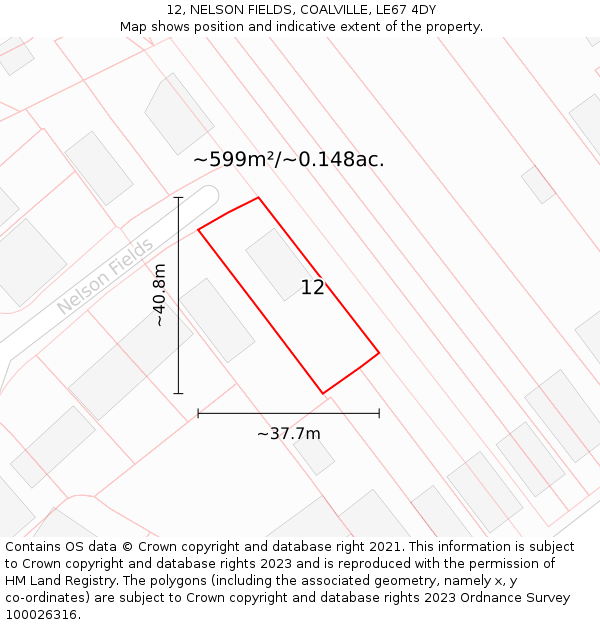 12, NELSON FIELDS, COALVILLE, LE67 4DY: Plot and title map
