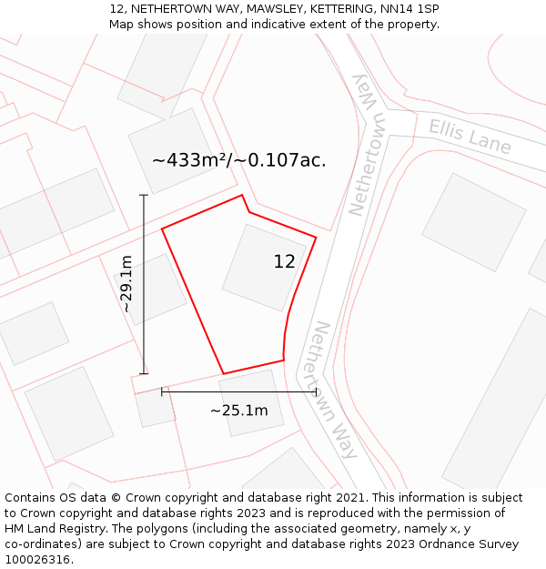 12, NETHERTOWN WAY, MAWSLEY, KETTERING, NN14 1SP: Plot and title map