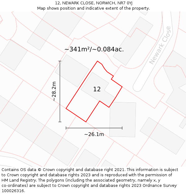 12, NEWARK CLOSE, NORWICH, NR7 0YJ: Plot and title map