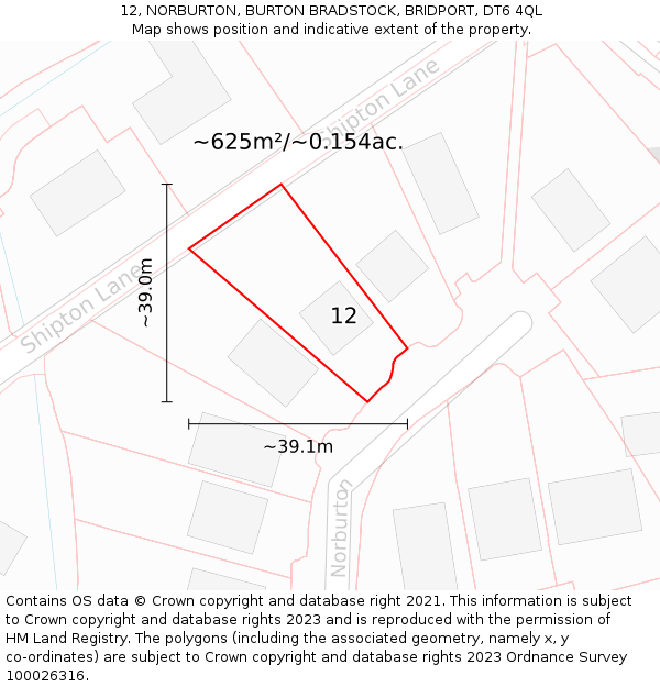 12, NORBURTON, BURTON BRADSTOCK, BRIDPORT, DT6 4QL: Plot and title map