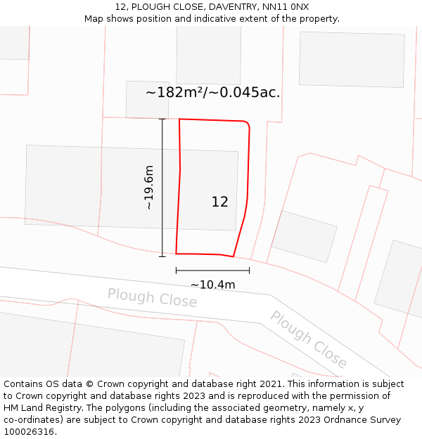 12, PLOUGH CLOSE, DAVENTRY, NN11 0NX: Plot and title map