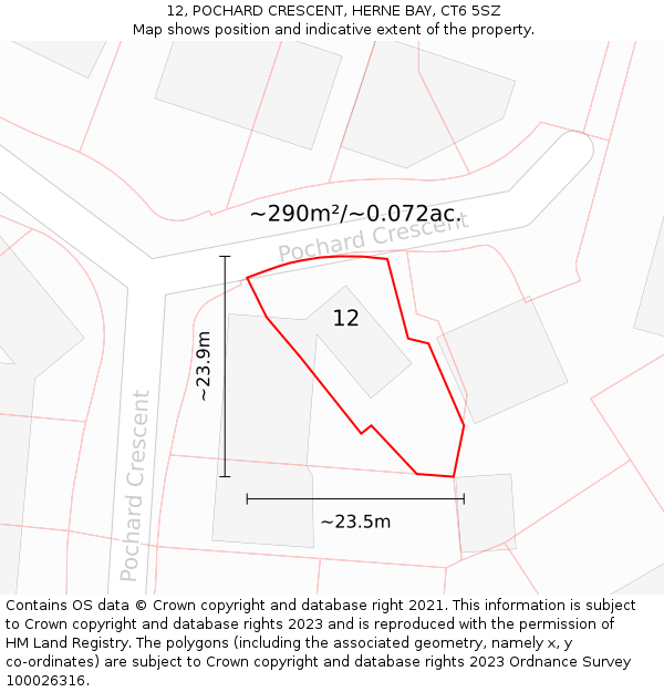 12, POCHARD CRESCENT, HERNE BAY, CT6 5SZ: Plot and title map